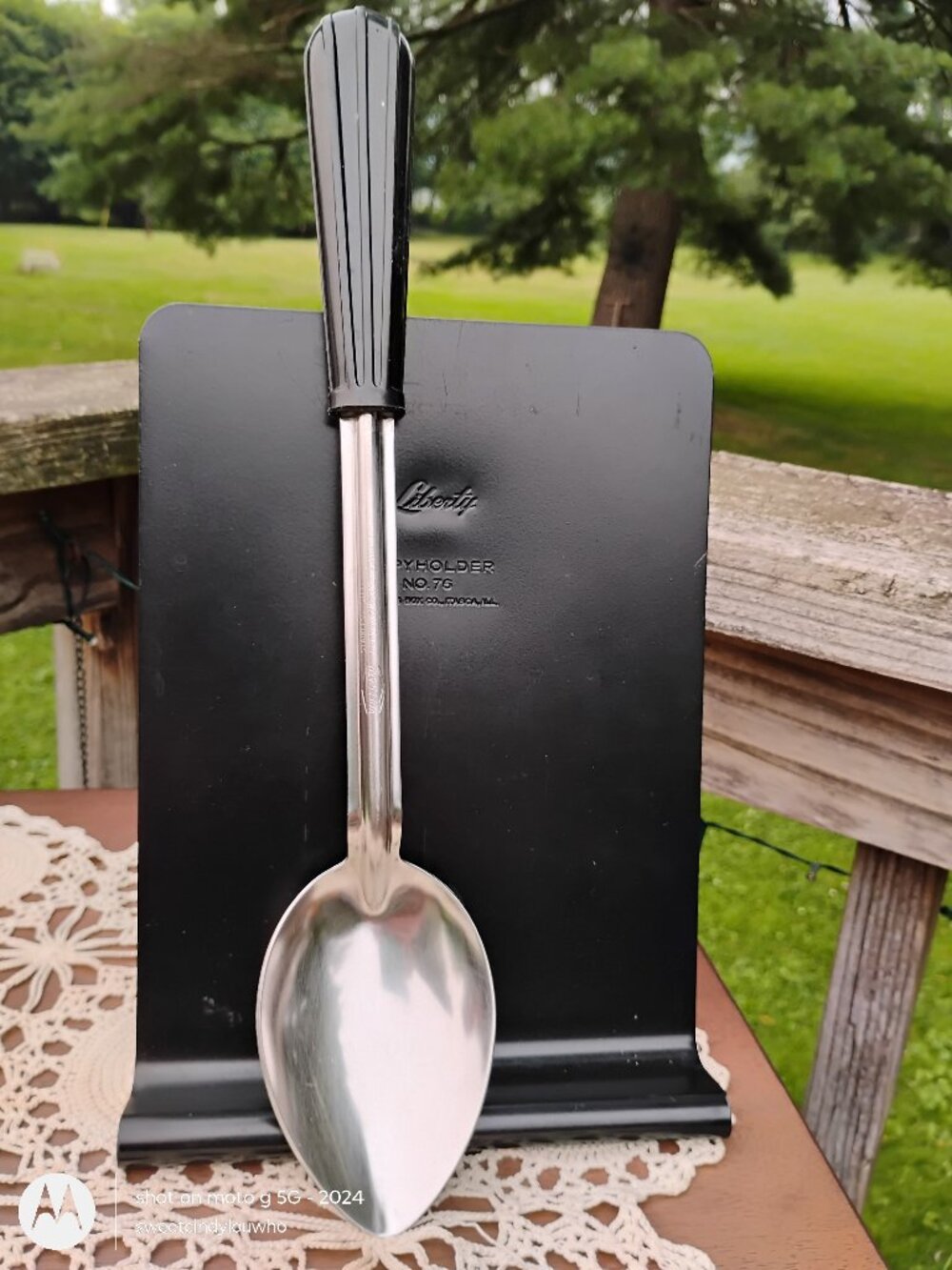 Vollrath 6014-1 Solid Serving Spoon Black Plastic Handle Stainless Steel vintage